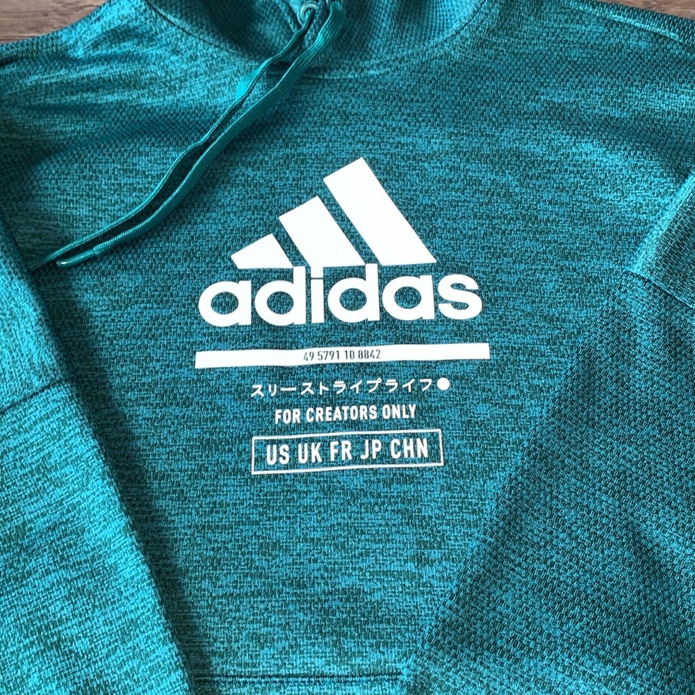 Men’s Adidas Hoodie - Heathered Emerald Green - Size Large